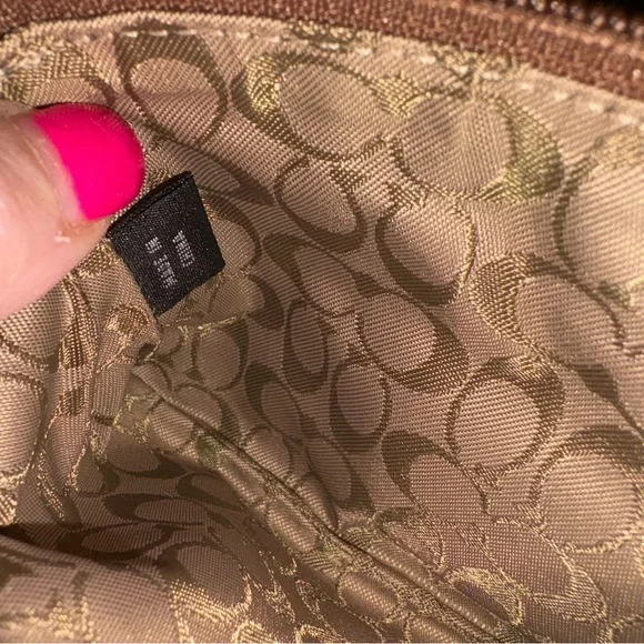 VINTAGE Coach Patchwork Suede Wristlet in Brown, Orange & Gold - Picture 14 of 15